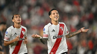 Driussi y Freitas festejando un gol de River Plate