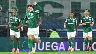 Gustavo Gómez celebra el gol de Palmeiras ante Cerro Porteño