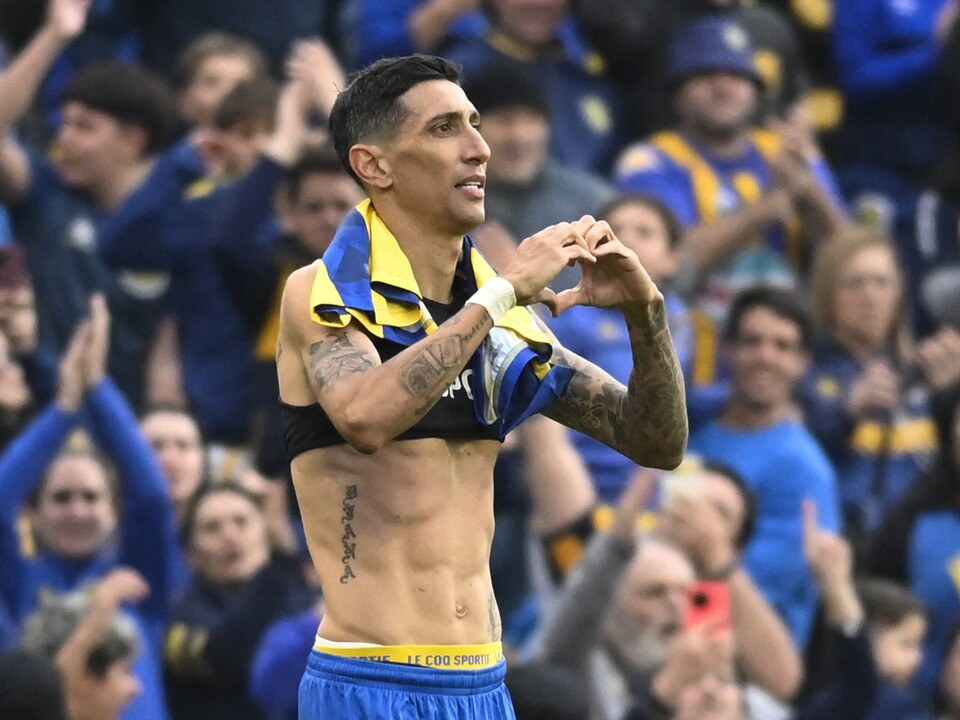Angel Di María celebra un gol con Rosario Central
