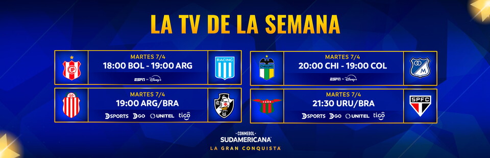 Los encuentros de la semana uno de la CONMEBOL Sudamericana 