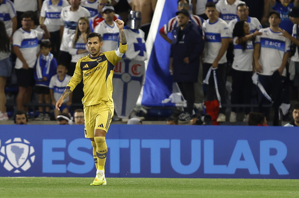 Leandro Paredes celebra su gol en el triunfo de Boca Juniors