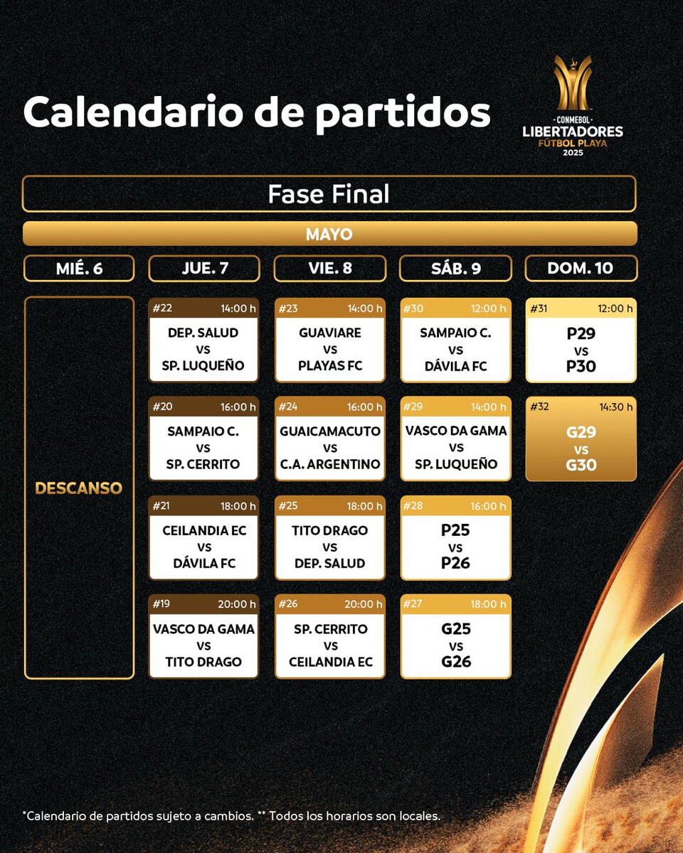 Calendario CONMEBOL 
