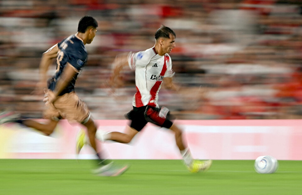 Joaquín Freitas, delantero de River, en el duelo ante Carabobo