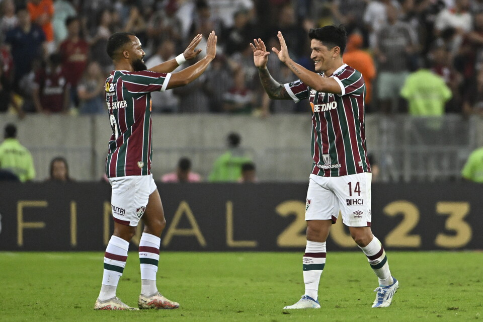 Samuel Xavier y Germán Cano en la CONMEBOL Libertadores 2023