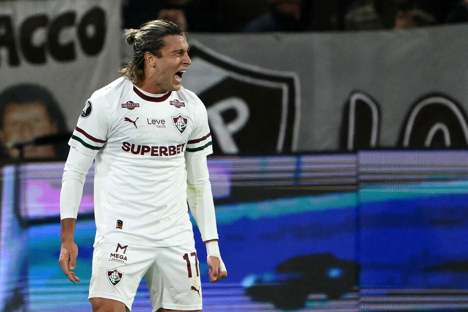 Agustín Canobbio celebra su gol ante Platense para Fluminense