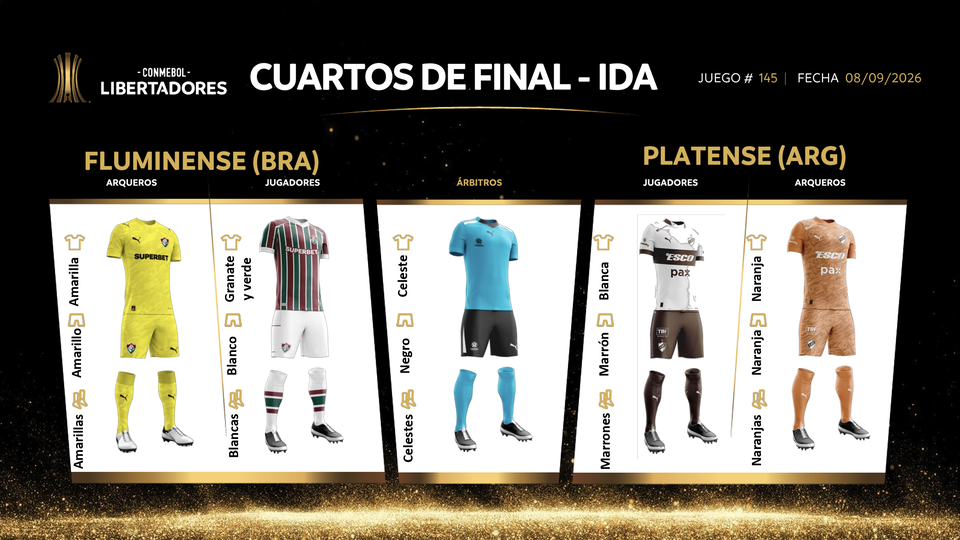 Uniformes que utilizarán en Fluminense-Platense