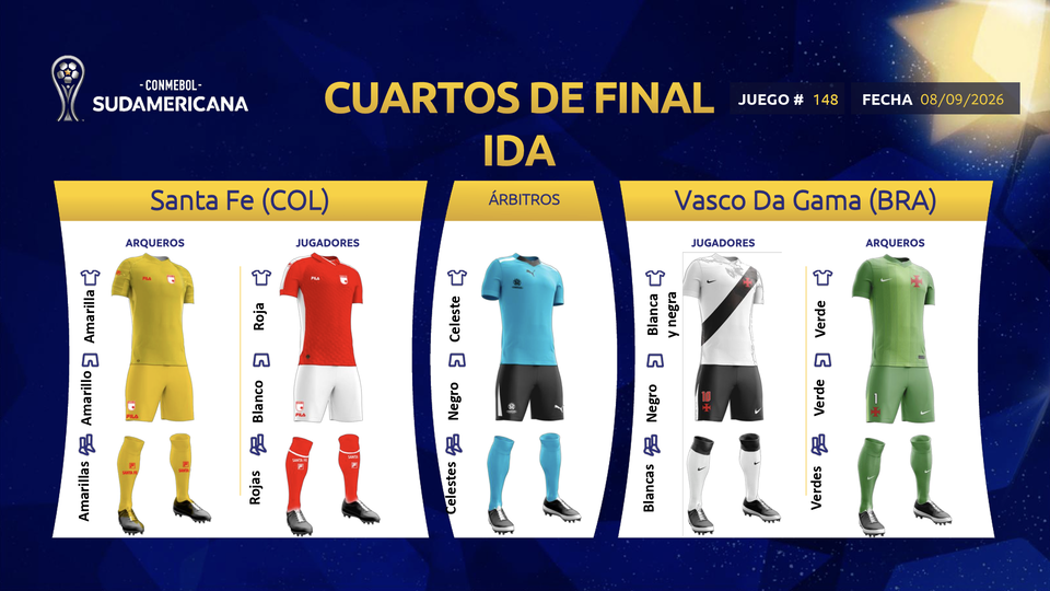 Uniformes de Santa Fe vs Vasco da Gama