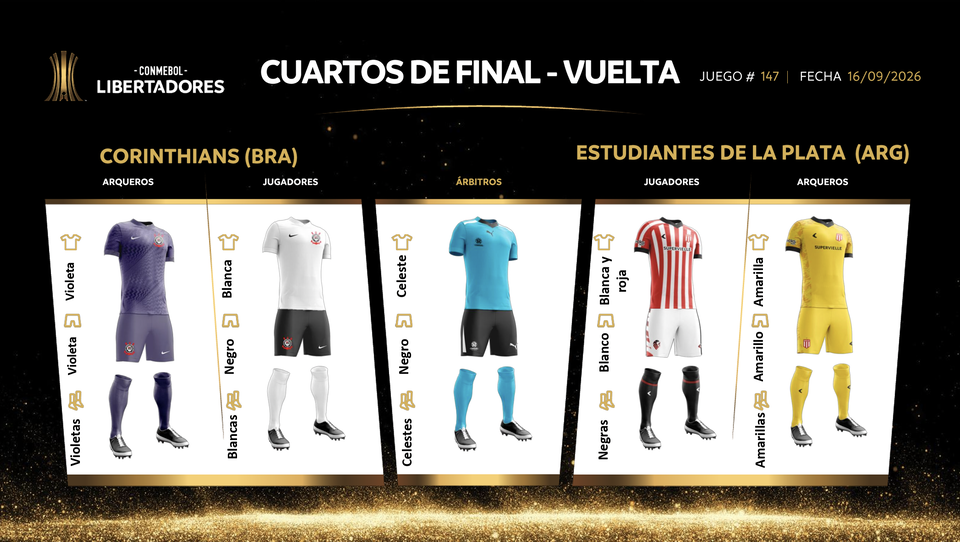 Corinthians vs Estudiantes, vestimenta