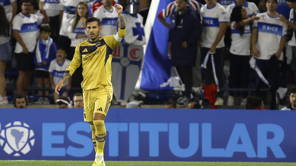 Leandro Paredes celebra su gol en el triunfo de Boca Juniors