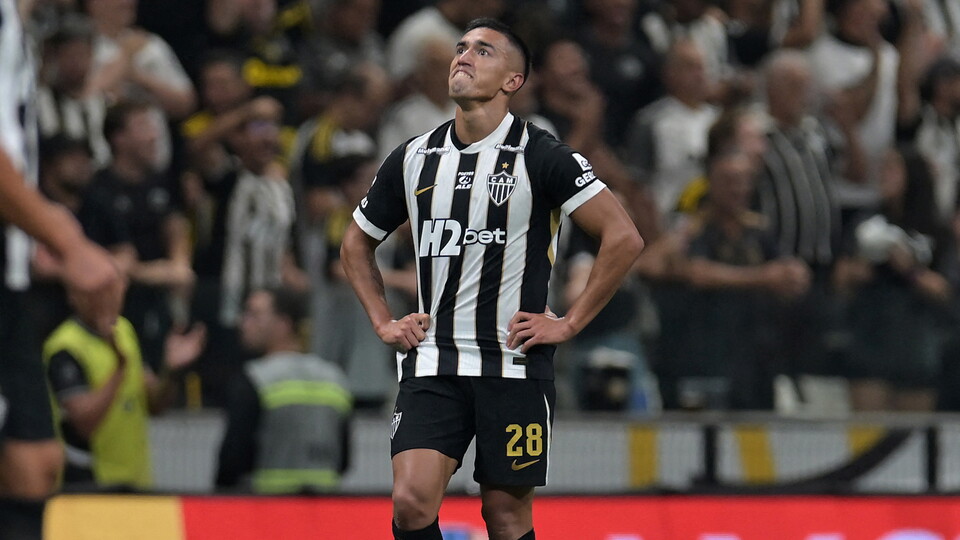 Tomas Cuello celebra su tanto ante Bragantino para Atlético Mineiro