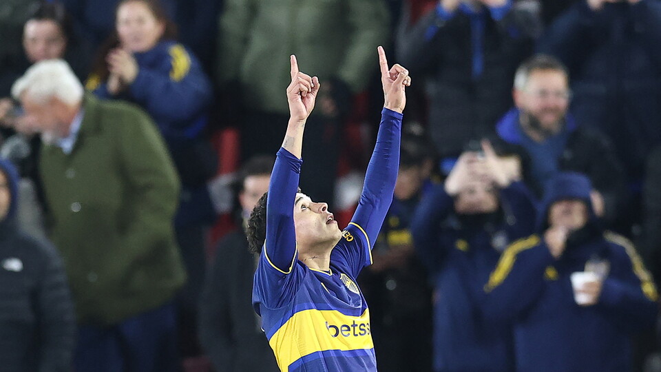 Leonel Flores celebra gol de Boca Copa Sudamericana