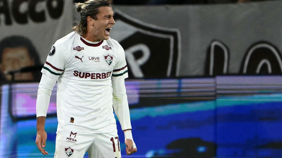 Agustín Canobbio celebra su gol ante Platense para Fluminense
